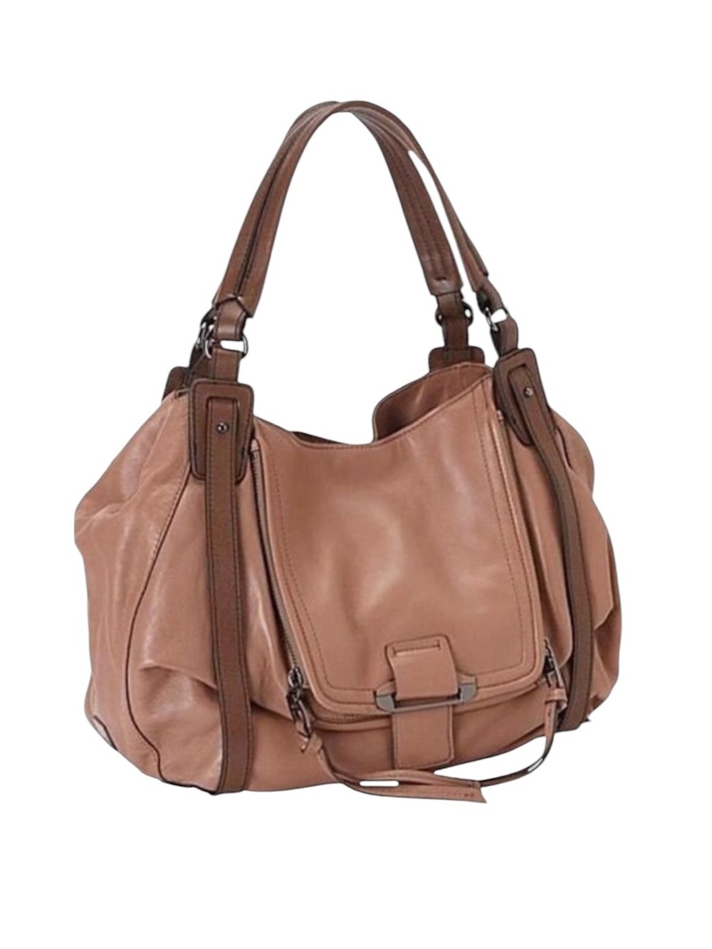 Kooba Leather Jonnie Contrast Hobo Bag in Walnut